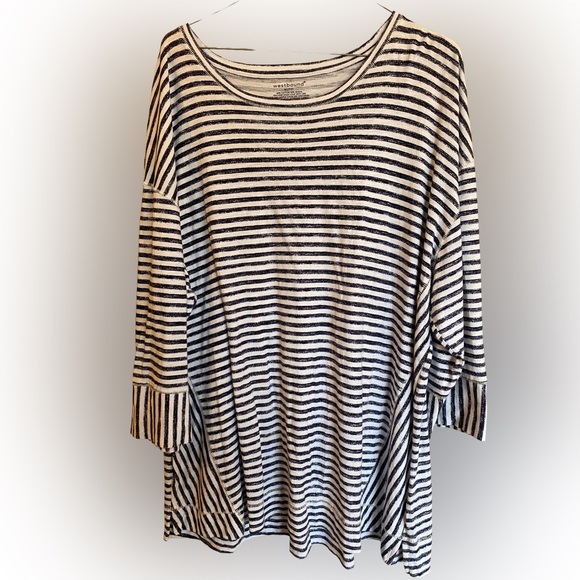 Westbound Women's Striped Top - Navy and White - Picture 1 of 6